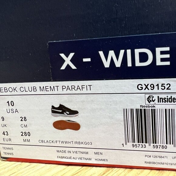 Reebok Mens Club Memt Parafit Sneakers Black Size 10 EEEE main image 6